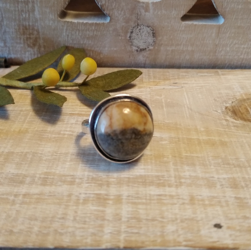OCEAN JASPER SILVER PLATED RING NWOT - Picture 4 of 6